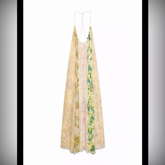 NWT Zara Floral Maxi Dress with Green Accents - Picture 2 of 3